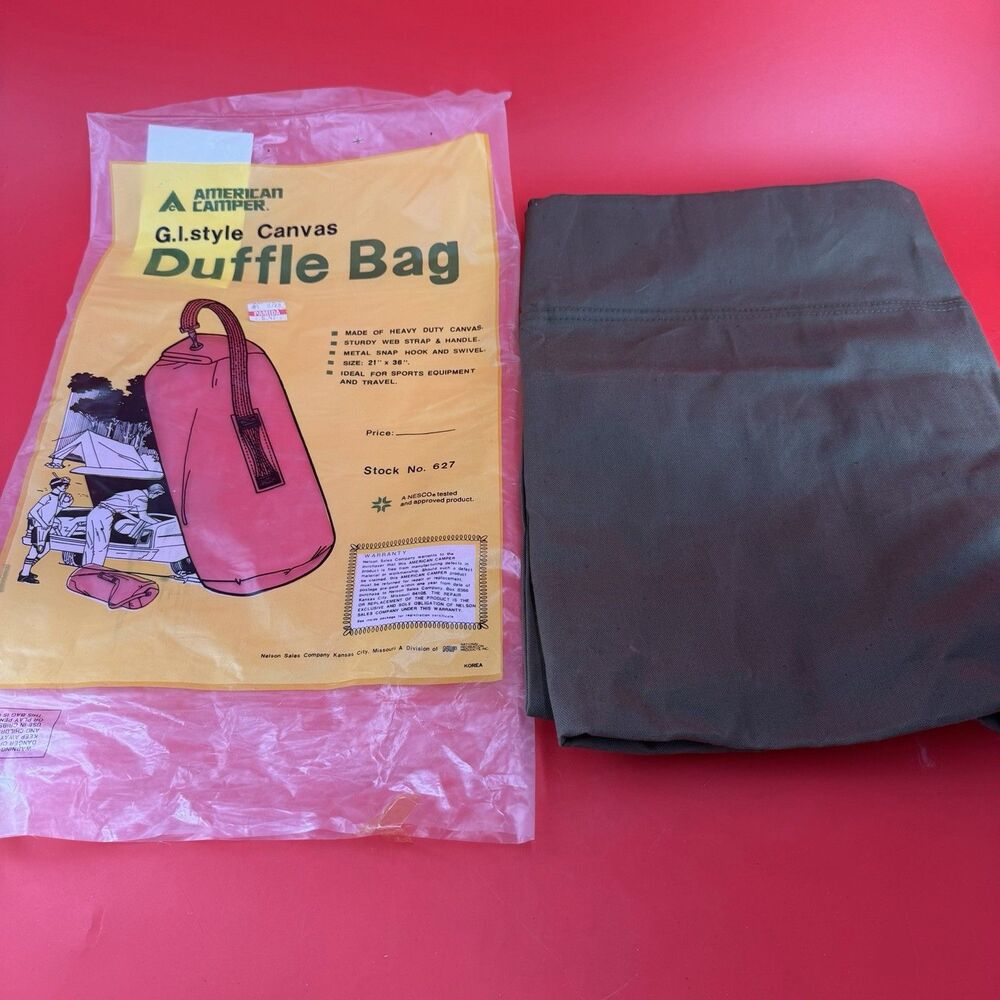 Olive Drab Heavy Duty Top Load Duffle Bag Military Grade Travel Army Strap NOS